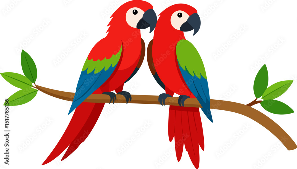 Fototapeta premium Colorful exotic macaw parrot with vibrant feathers in a tropical illustration