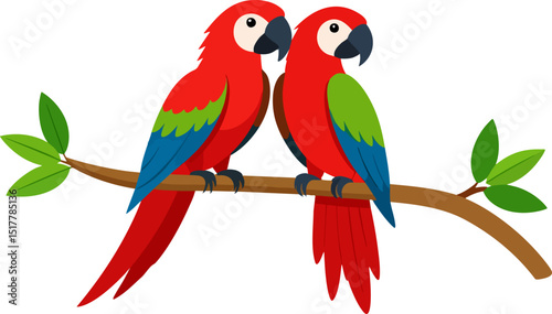 Colorful exotic macaw parrot with vibrant feathers in a tropical illustration
