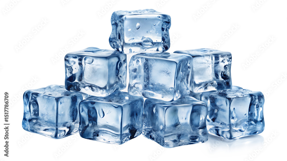 Obraz premium ice cubes forming a layer of frosty chunks isolated on white background