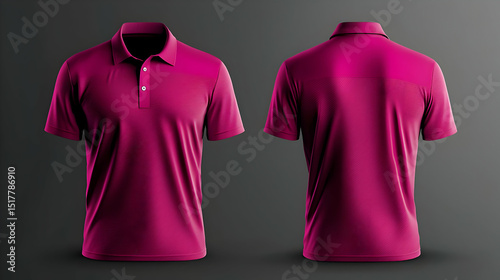 Magenta Polo Shirt Mockup Front And Back View