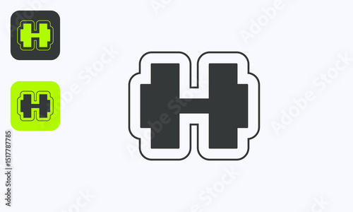 H Letter Dumbbell Logo Design Fitness Gym Icon Template