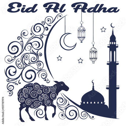 Beautiful Eid al Adha Poster with Decorative Elements