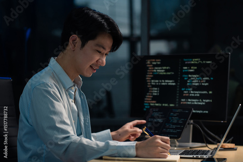 Development programmer male working in website a software and coding technology.