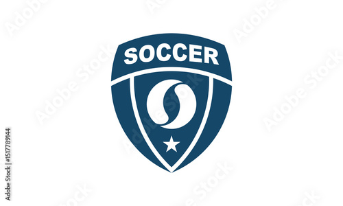 Dark blue soccer emblem design with a shield shape.