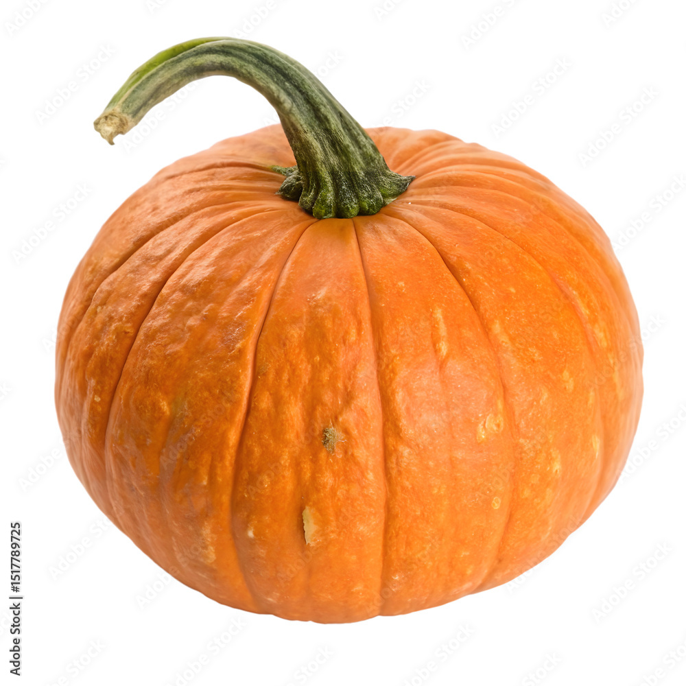 Obraz premium Single orange pumpkin isolated on transparent background