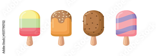 Set tasty ice cream collection