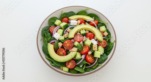 Wallpaper Mural Delicious and Vibrant Salad Bowl Featuring Fresh Avocado and Greens Torontodigital.ca