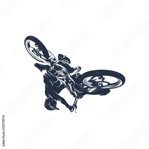 Silhouette of a motocross rider performing a jump.