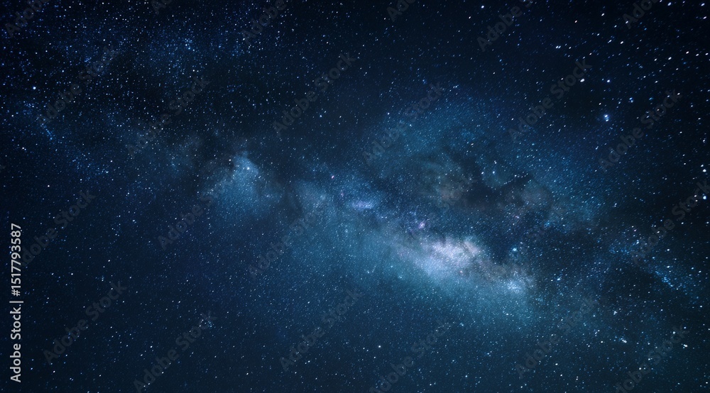 Naklejka premium Dark Blue Night Sky with Milky Way Galaxy and Starry Starfield