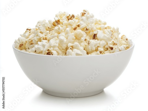 Close-up of bowl filled with popcorn on white background
