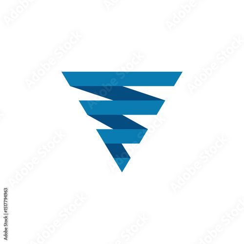 Free Download Abstract design featuring a blue, stylized triangle shape with spiraling ribbons. - GFXLoad