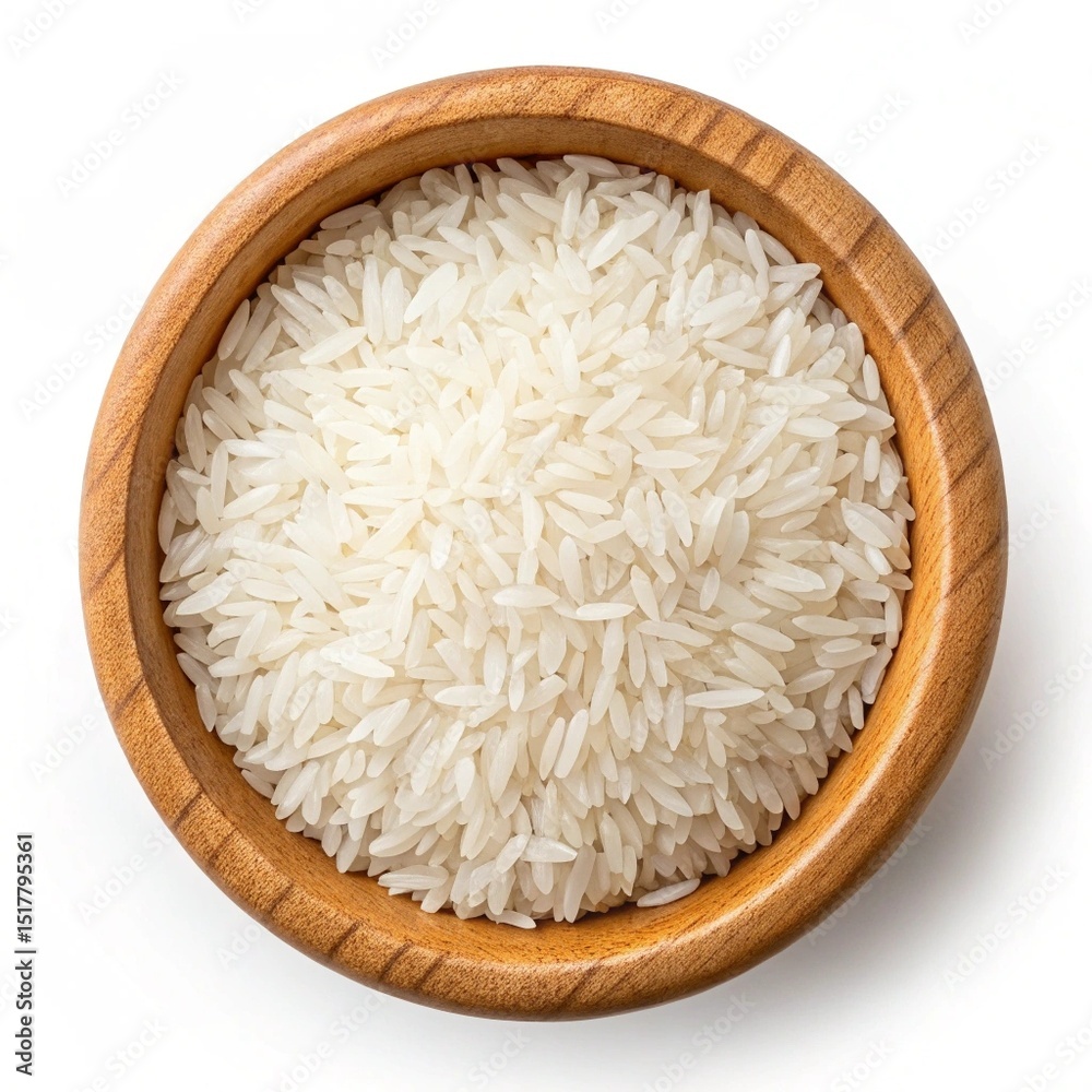 rice in a wooden bowl rice in a wooden bowl