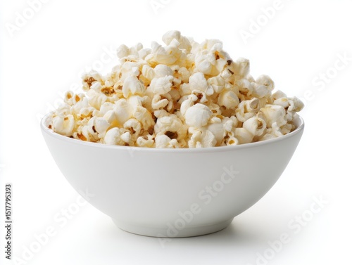 Close-up of bowl filled with popcorn on white background
