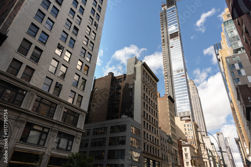 New York's skyscrapers are vertical architectural structures of great impact
