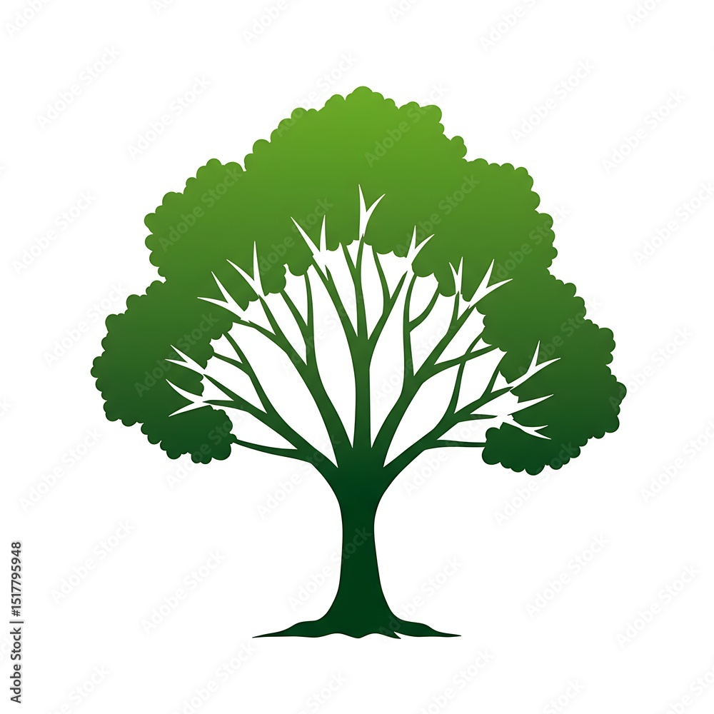 Fototapeta premium Gradient Green: A Verdant Tree Illustration