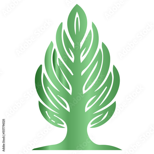Green tree isolated on white radiance with luxurious tree silhouette and gradient symphonies