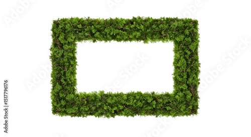 Vibrant moss frame against a clean white background offers natural simplicity