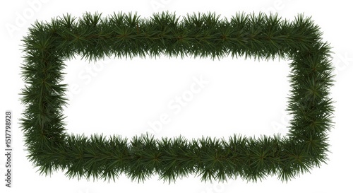 Elegant Rectangular Frame Crafted from Lush Evergreen Branches with white space
