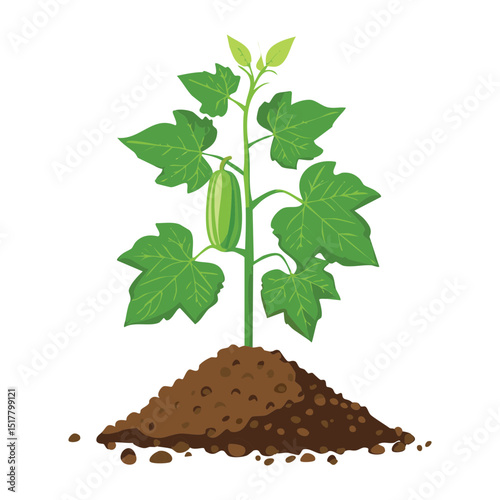 Pea or Bean Plant Growing in Soil
