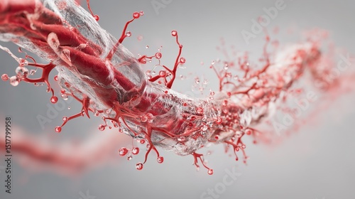 Cord Blood Awareness Month, illustration. 3D render of umbilical cord with blood vessels, concept of cord blood stem cells