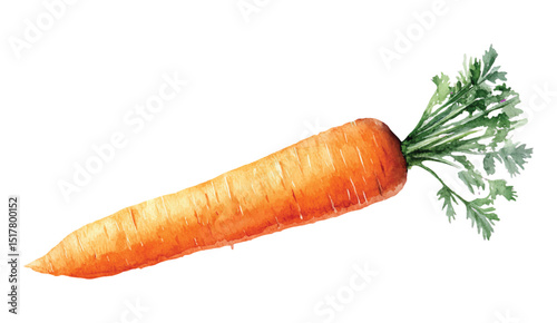 Carrot Watercolor painted collection of vegetables. Fresh colorful veggies vector illustration