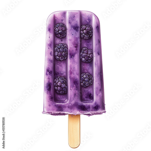 Delightful blackberry frozen dessert on a stick cool and refreshing summer on transparent background