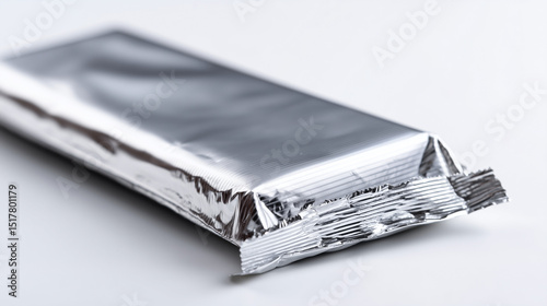 Silver Foil Wrap on White Surface for Food Packaging or Art Projects