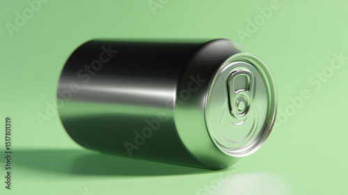 Aluminum Can on Green Background in Minimalist Style