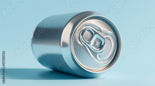 Aluminum Can Beverage Container on Light Blue Background