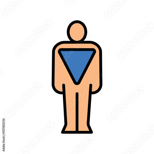 inverted triangle male body type color line icon for digital and print projects.PFAS product
