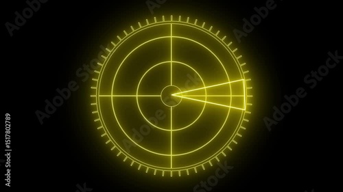 Wallpaper Mural Radar technology icon animation glowing neon yellow color circle navigation sign symbol on black background  Torontodigital.ca