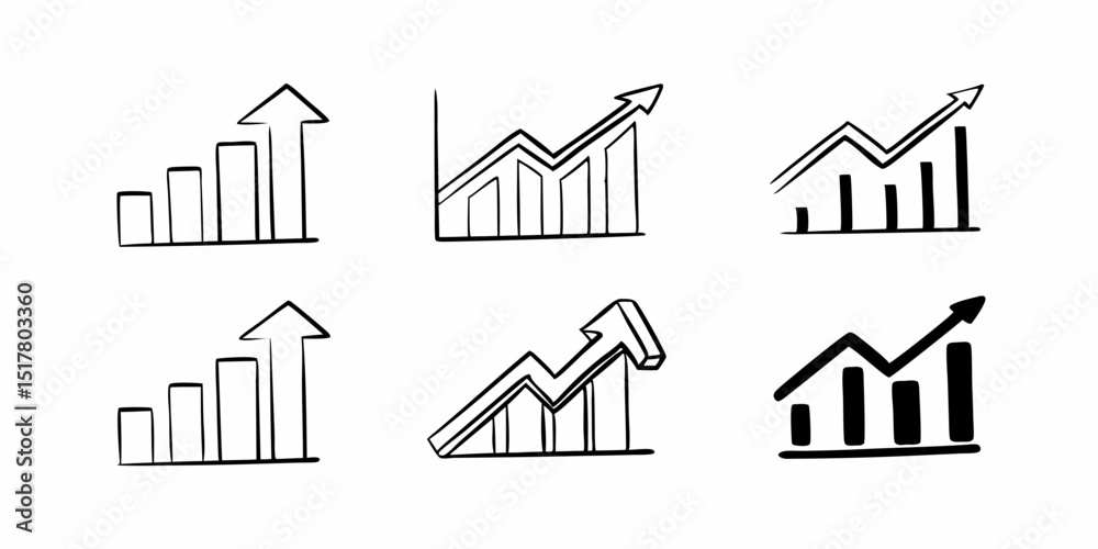 Growing graph icon set, Growth success arrow symbol, Vector illustration Growing graph icon set, Growth success arrow symbol, Vector illustration
