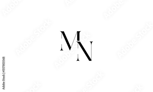 MN initial letters, monogram logo