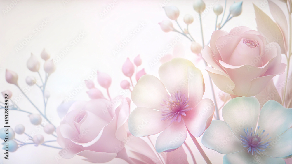 Fototapeta premium Delicate Floral Design in Soft Pastel Colors
