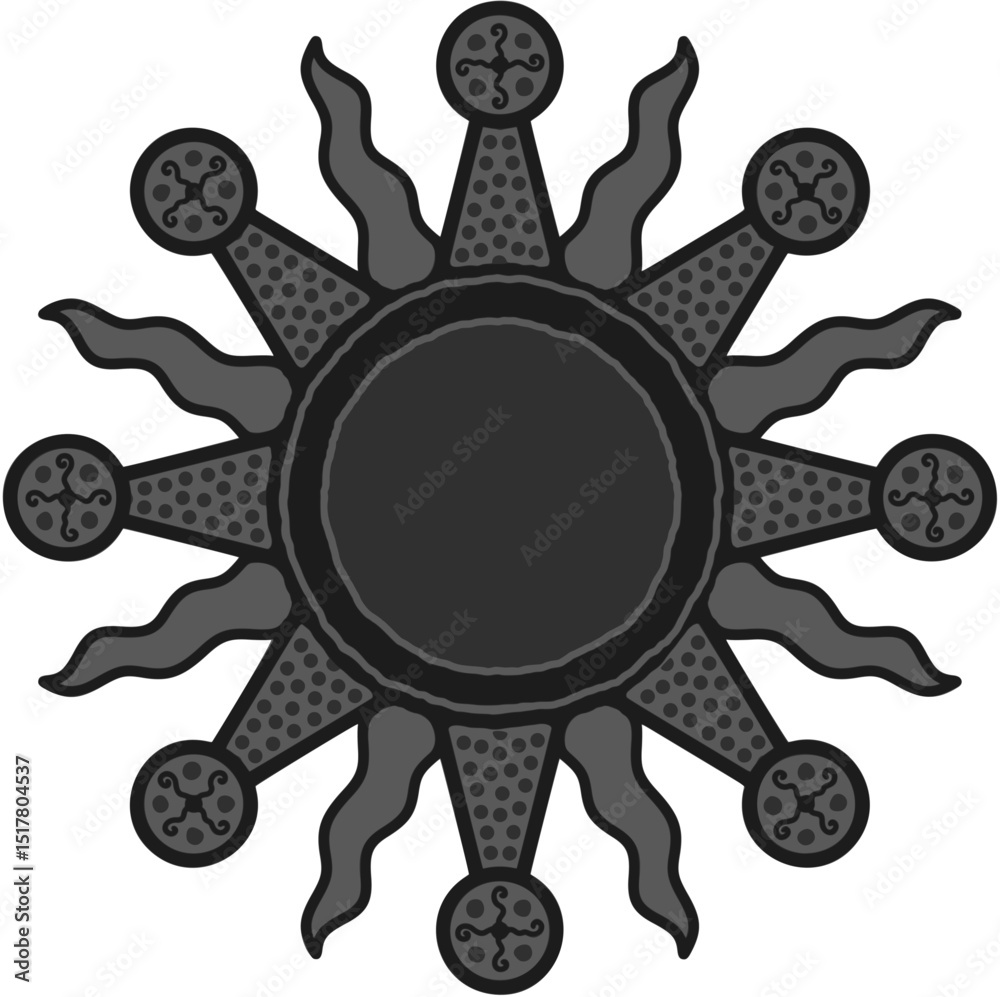 Fototapeta premium antique sun illustration; vintage solar depiction
