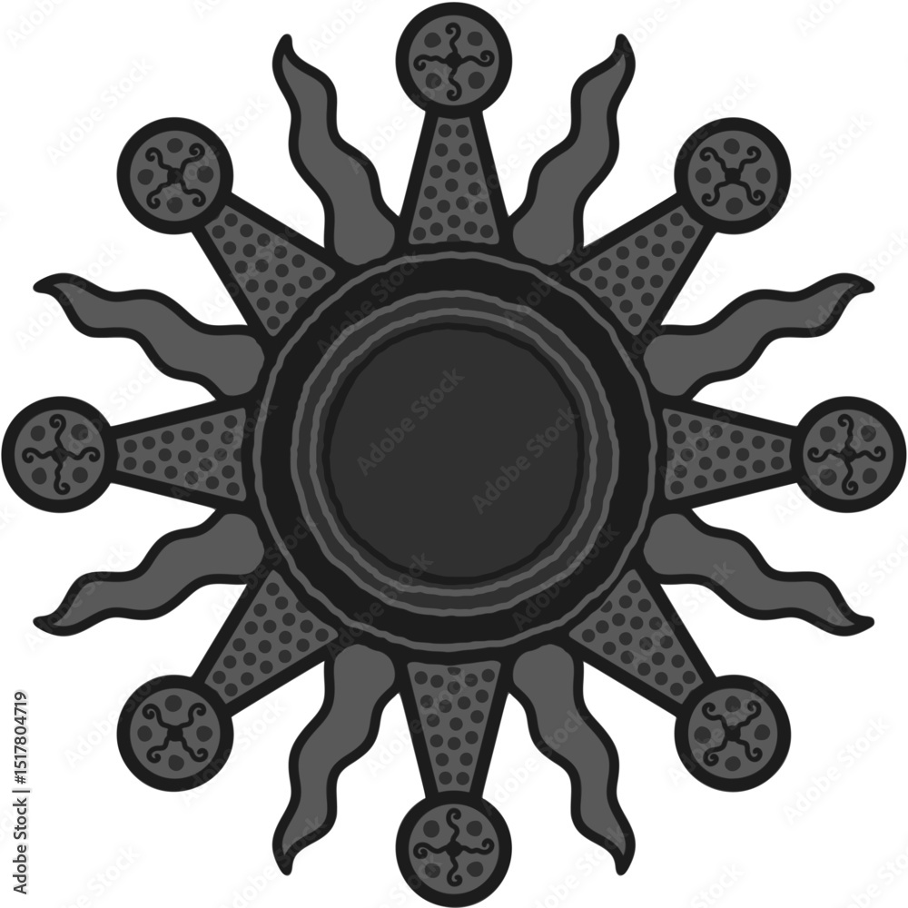Fototapeta premium antique sun illustration; vintage solar depiction