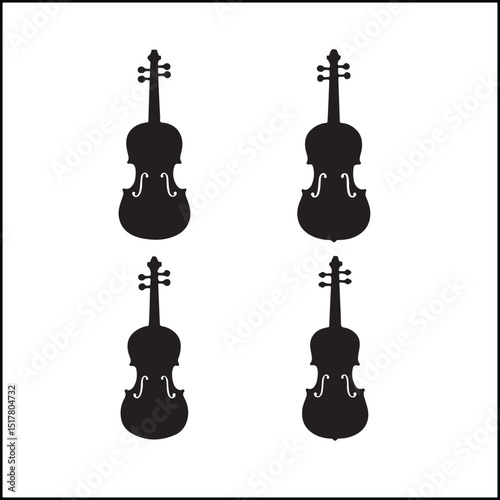 Violin silhouettes vector set