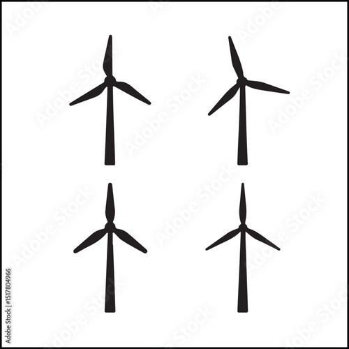 Wind turbine silhouettes vector pack