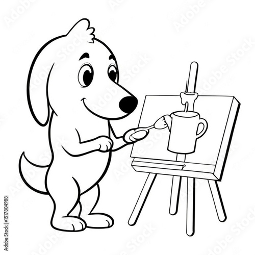 This name reflects the main subject (dog with a bone) and incorporates relevant tags like cartoon, cute, happy, and pet without using a colon photo