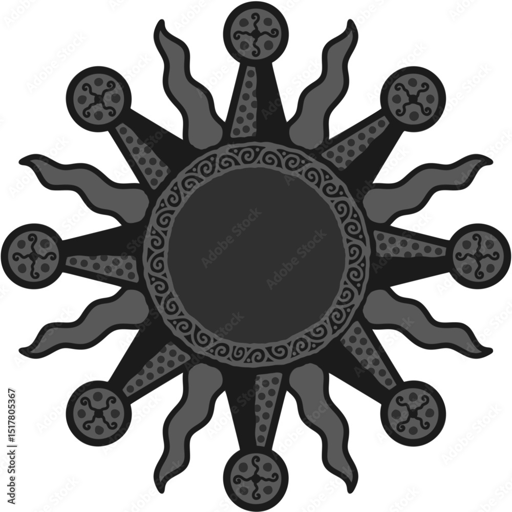 Fototapeta premium antique sun illustration; vintage solar depiction