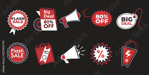 Black Friday Sale Badges – Vector Labels, Discount Tags, Promo Stickers & Shopping Icons