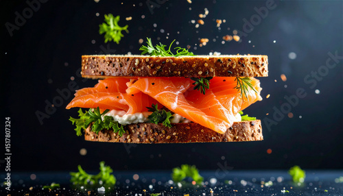 juicy salmon sandwich studio shot