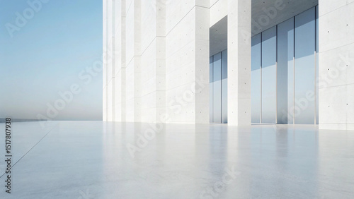 Light-filled display podium with cloudscape backdrop, perfect for product photography.