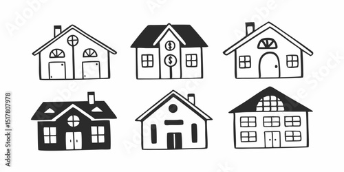 House icon set. Set of black house, Real estate symbols, vector illustration