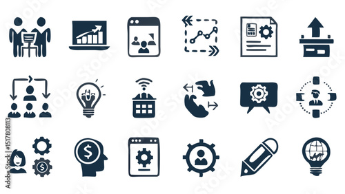 Empowering business growth through strategic planning and seamless teamwork illustrated in a clean dark backdrop with