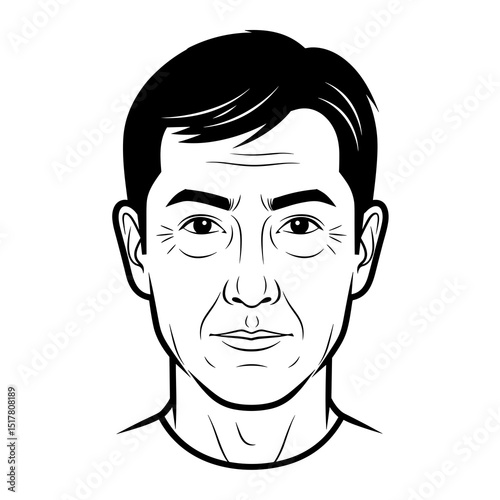 Black And White Line Art Portrait Of A Man