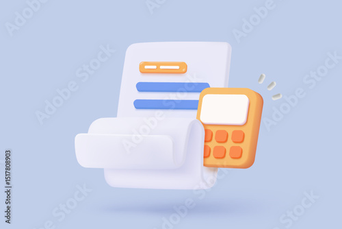 3d minimal calculator icon for accounting financial management. math device calculate tax audit with buttons simplicity. 3d calculator for accounting finance vector icon render illustration