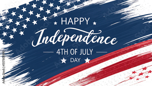 Happy Independence day concept made from American flag and the text on dark wooden background.