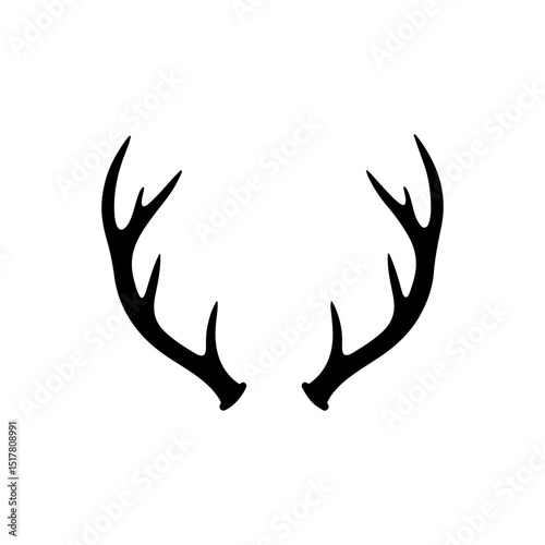 Deer horns silhouette vector flat illustration on white background.