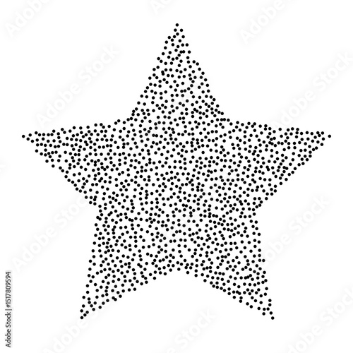Stipple dotted star shape. Vector grainy noise textured star sign design element